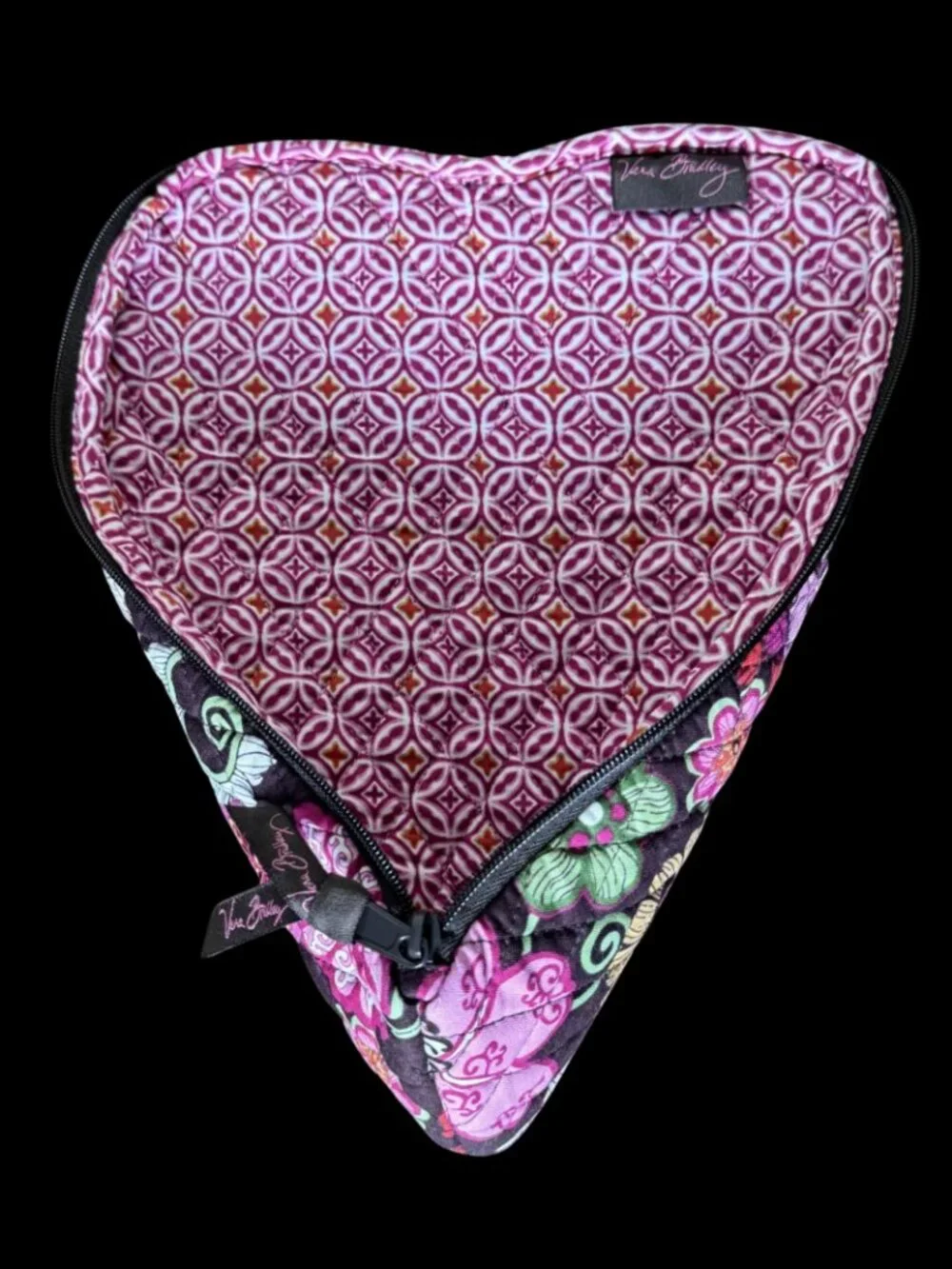 Vera Bradley Mod Floral Pink Zip Organizer Retired Y2K 2007 Floral